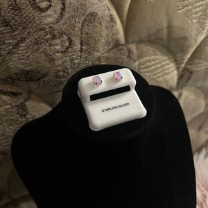 925 Sterling Silver Pink Fire Opal Earrings